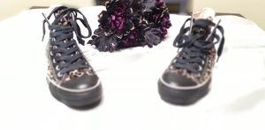 Rare Black Leopard Print Converse
